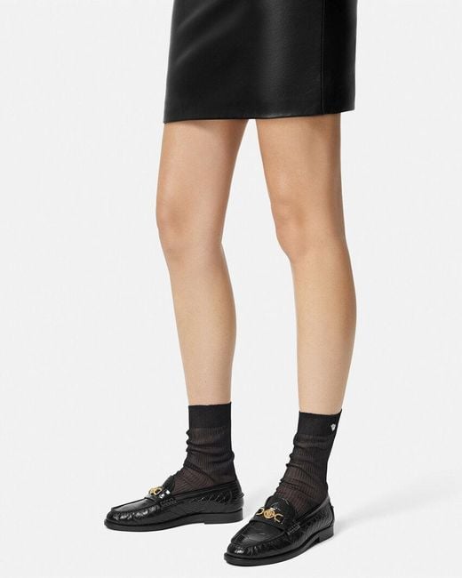 Versace Black Medusa 95 Embossed Slip-On Loafers