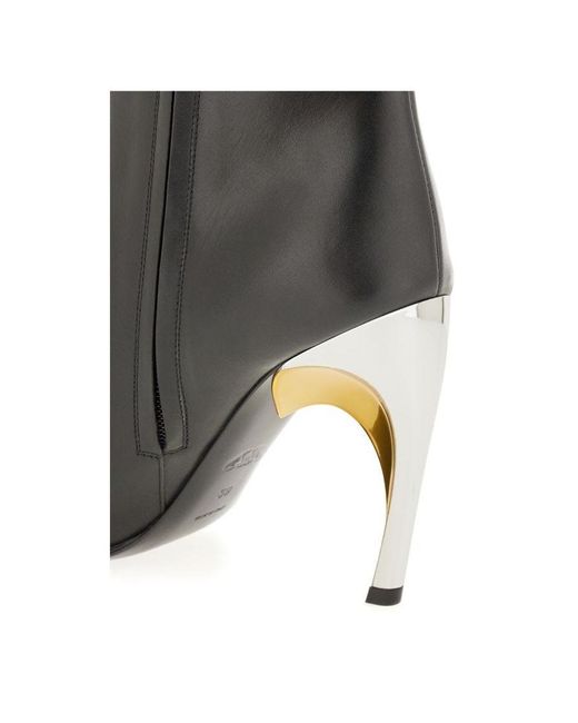 McQueen Black 95Mm Leather Ankle Boots
