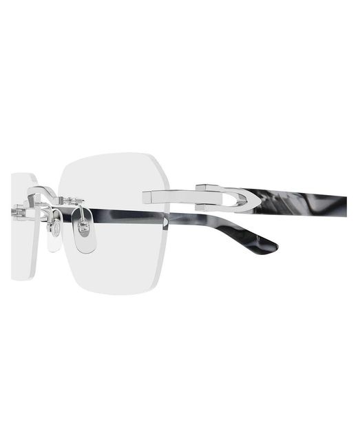 Cartier White Geometric Frame Glasses for men