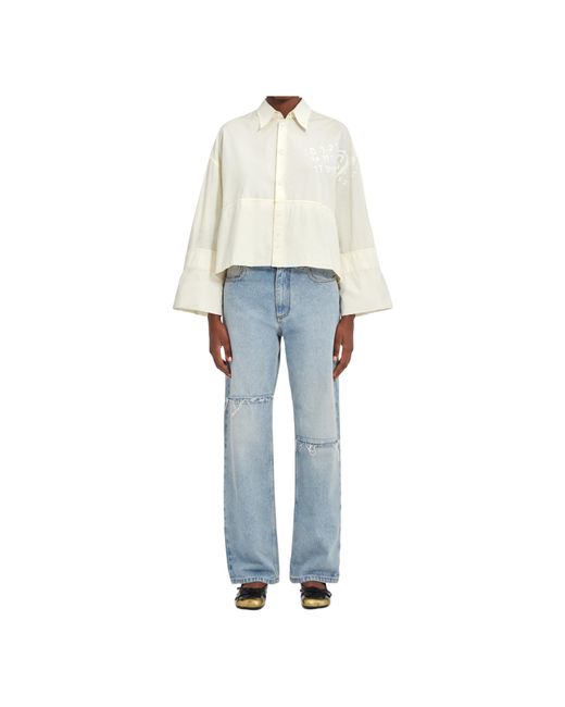 MM6 by Maison Margiela White Wide-Sleeved Poplin Shirt