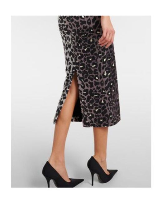 Alex Perry Black Leopard-Print Velvet Midi Dress