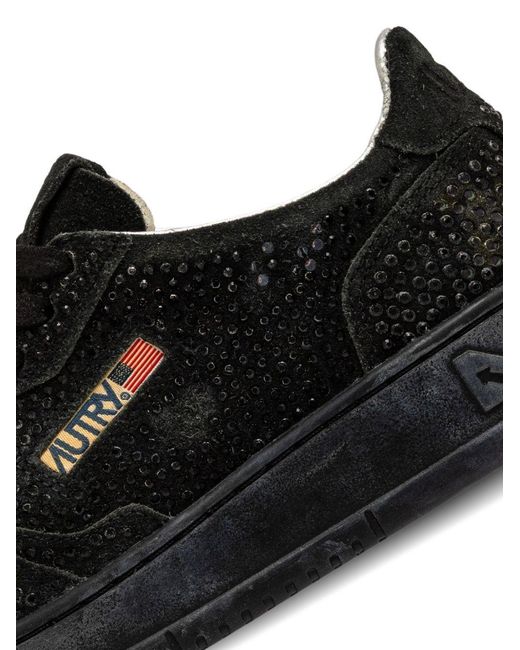 Autry White Medalist Low Sue Embellished Strass Sneakers