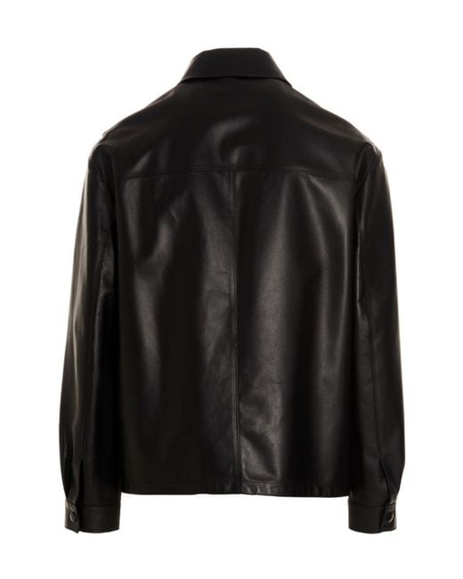 Prada Black Nappa Leather Shirt for men