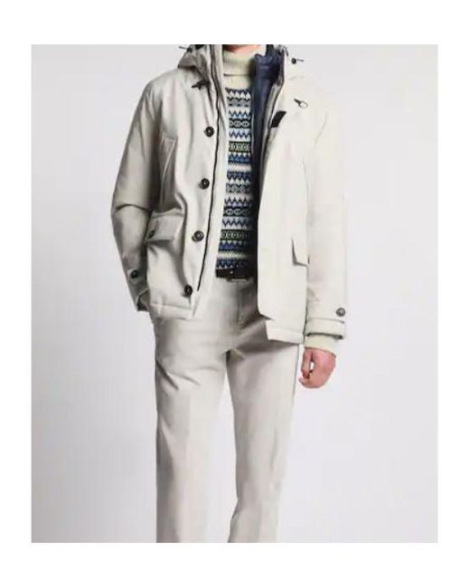 Fay White Padded Hooded Coat for men