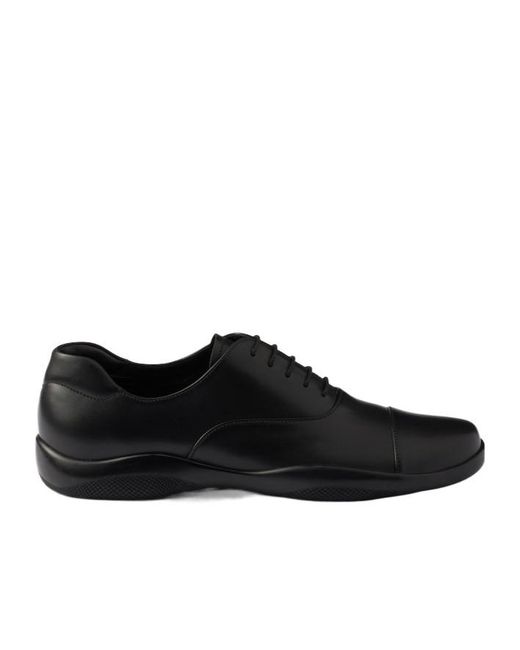 Prada Black Round-Toe Lace-Up Sneakers for men
