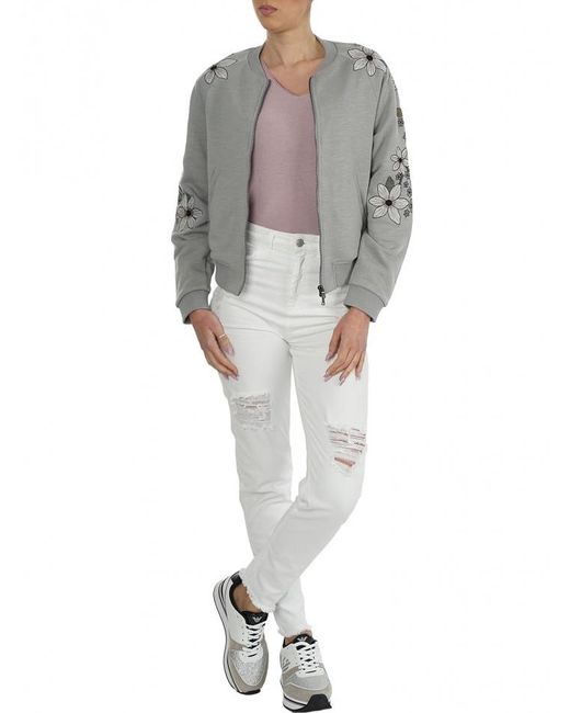 Emporio Armani Gray Embroidered Zipper Casual Jacket