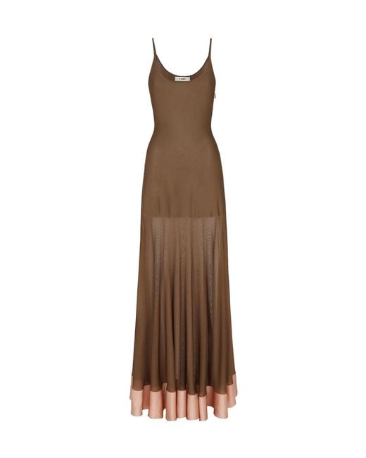 Fendi Brown Sleeveless Knitted Maxi Dress