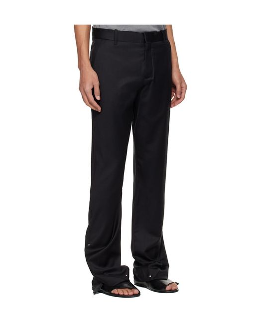 HELIOT EMIL Black Derby Tailored Belt Loop Wool Casual Pants for men