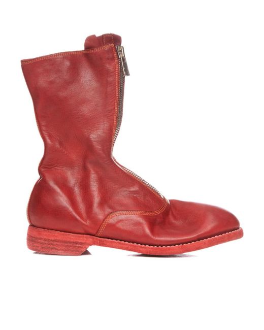 Guidi Red Logo Zipper Boots