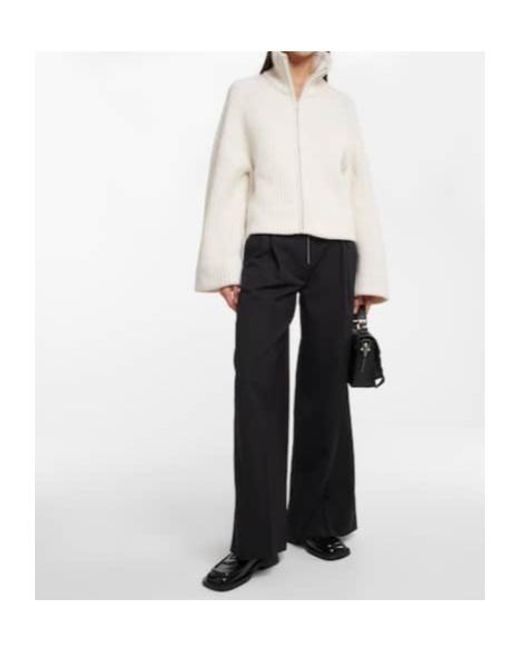 Proenza Schouler Black High-Rise Wide-Leg Wool-Blend Pants