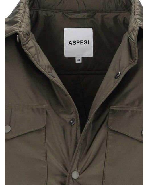 Aspesi Green Long Sleeve Shirt Jacket for men
