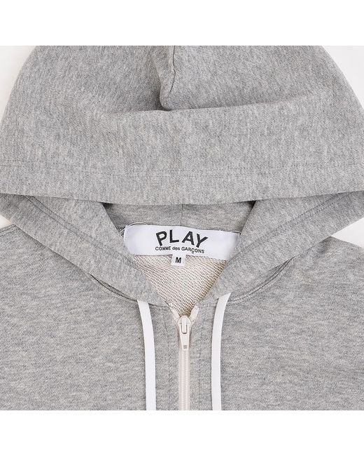 COMME DES GARÇONS PLAY Gray Heart-Logo Zip-Up Hoodie for men