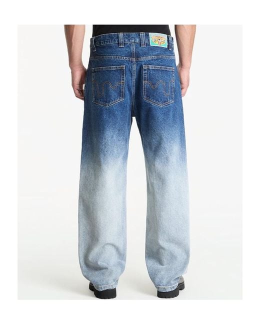 ICECREAM Blue Ombre Graphic Straight-Leg Jeans for men