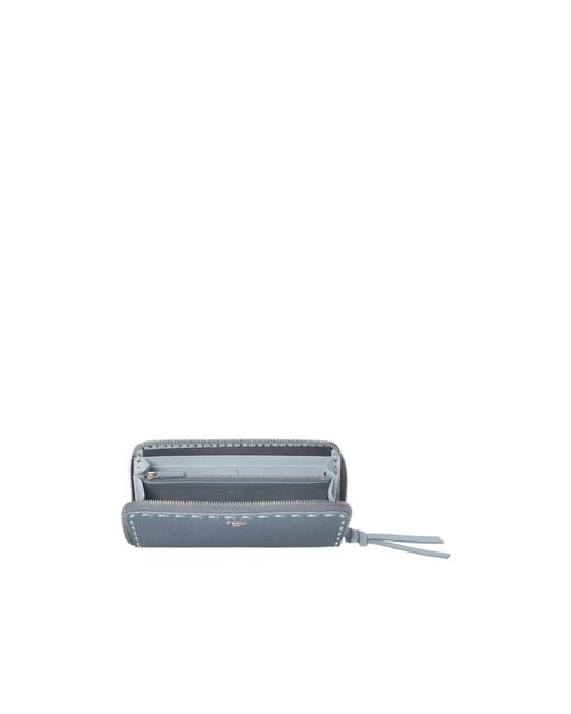 Fendi Blue Zip Around Peekaboo Large Wallet
