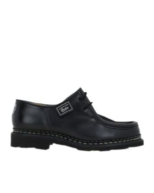 Paraboot Black Logo Patch Lace-Up Shoes for men