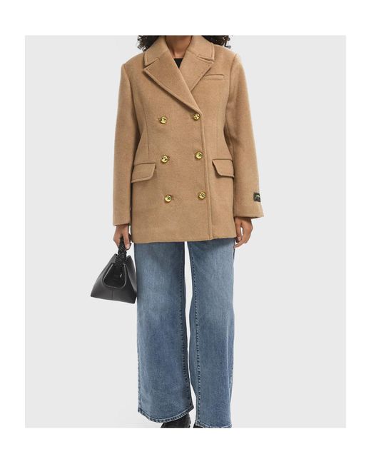 Ganni Natural Logo Patch Double-Breasted Jacket