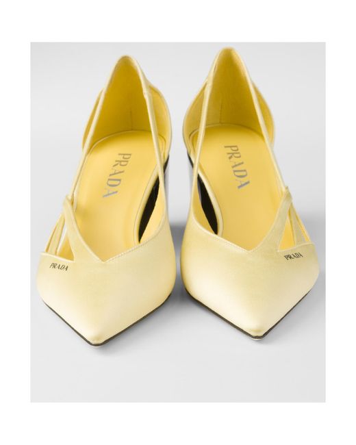 Prada Yellow Cut-Out Detailed Pointed Toe Pumps