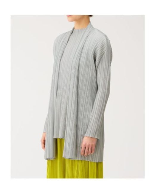 Pleats Please Issey Miyake Gray Pleats Please Issey Miyake Long Pleated Cardigan