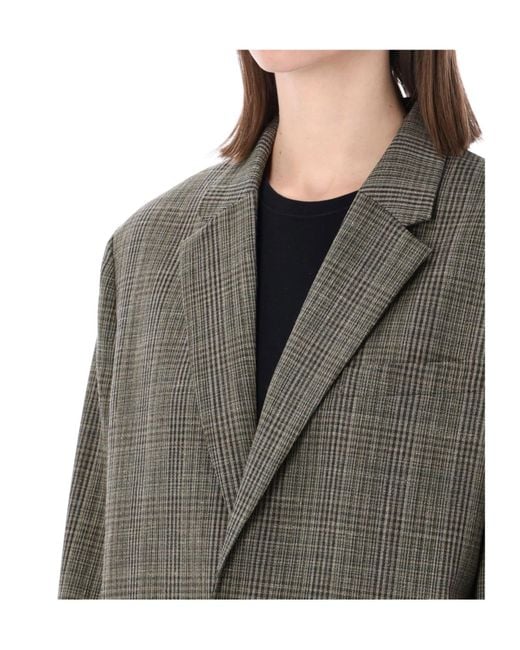 Soeur Gray Hermosa Checked Oversized Blazer