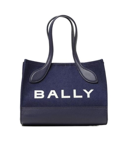 Bally Blue Logo Printed Tote Bag