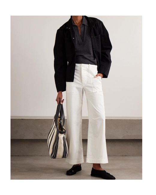 Nili Lotan White Leon Straight-Leg Track Pants