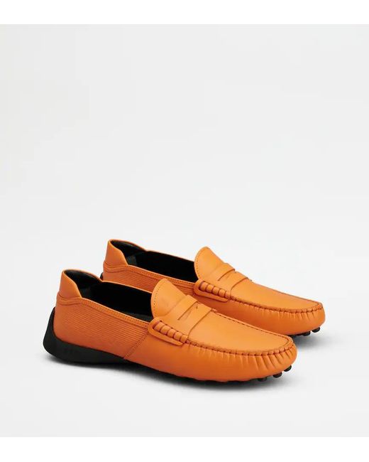 Tod's Orange Round-Toe Loafers for men