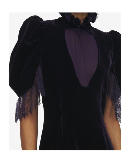 Alexander McQueen Black Ruffled Velvet Dress