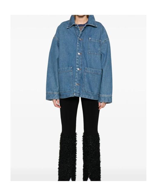 A.P.C. Blue X Marc Jacobs Logo Embroidered Denim Jacket for men