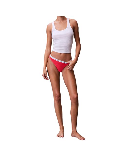 Calvin Klein Red Logoprint Thong
