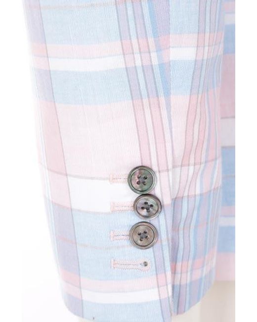 Thom Browne White Plaid-Checked Pattern Tailored Blazer for men
