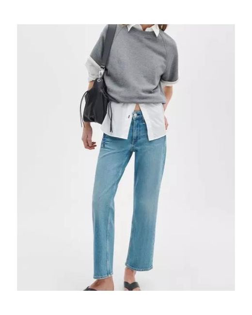 Rag & Bone Blue Faded Straight-Leg Jeans