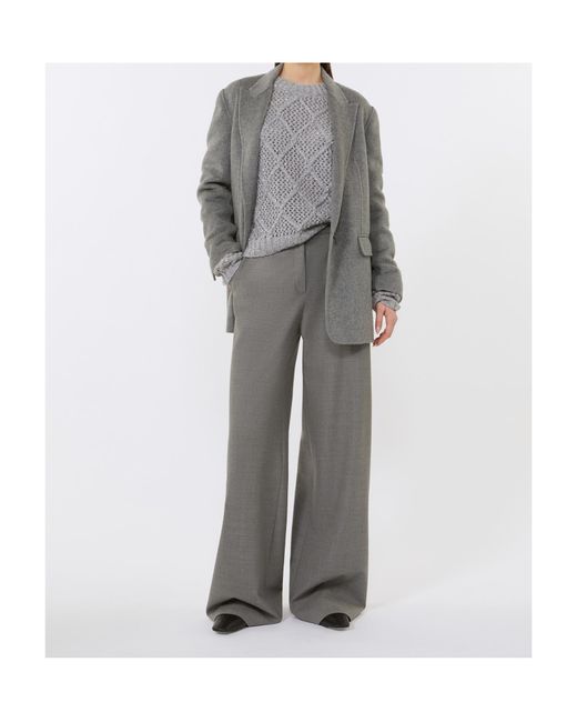 Max Mara Gray Wool And Silk Double-Cloth Blazer