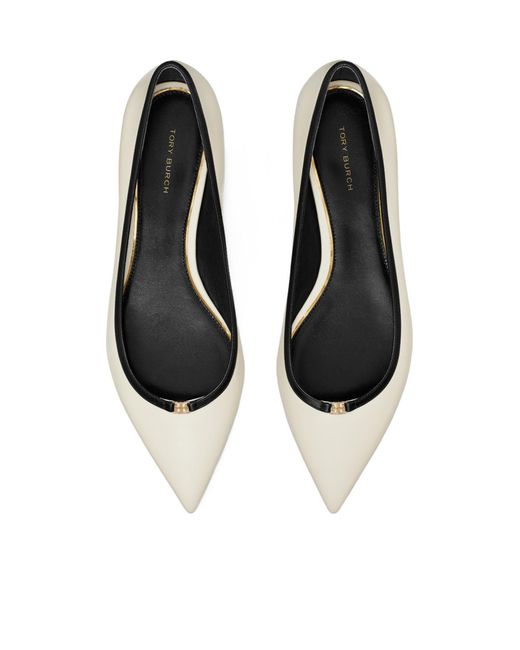 Tory Burch Natural Double T-Plaque Ballerina Shoes