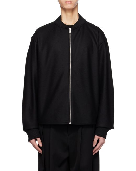 Jil Sander Black Zip-Up Long-Sleeved Bomber Jacket for men