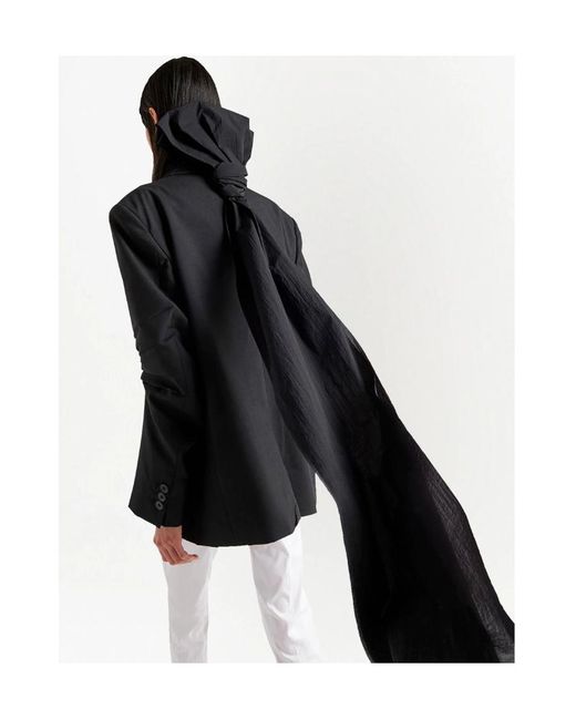 Prada Black Bow Detailed Single Breasted Coat