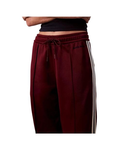Calvin Klein Red High Shine French Terry Track Pants