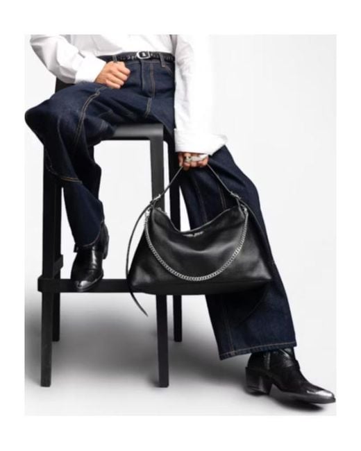 Zadig & Voltaire Black Jim Wings Chain Shoulder Bag