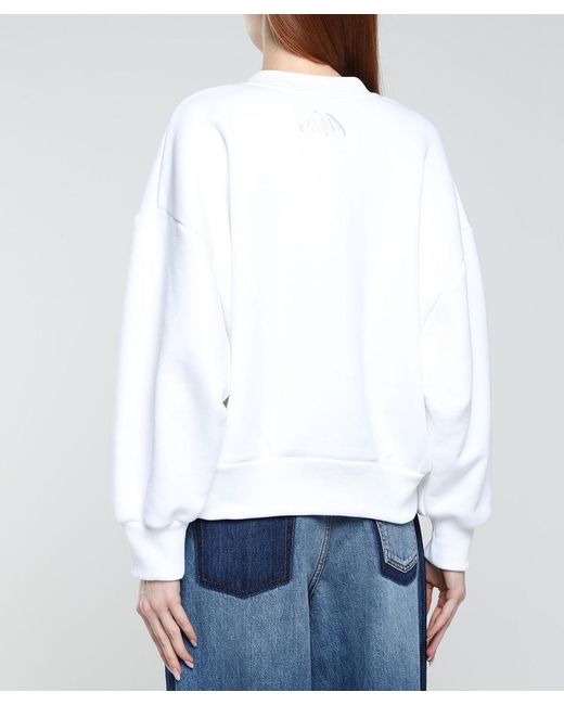 McQueen White Long-Sleeved Ribbed Sweater