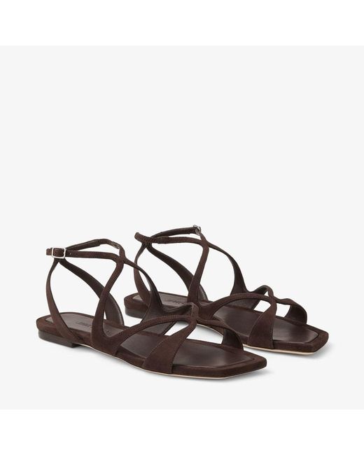 Jimmy Choo Brown Ayla Strappy Flat Sandals