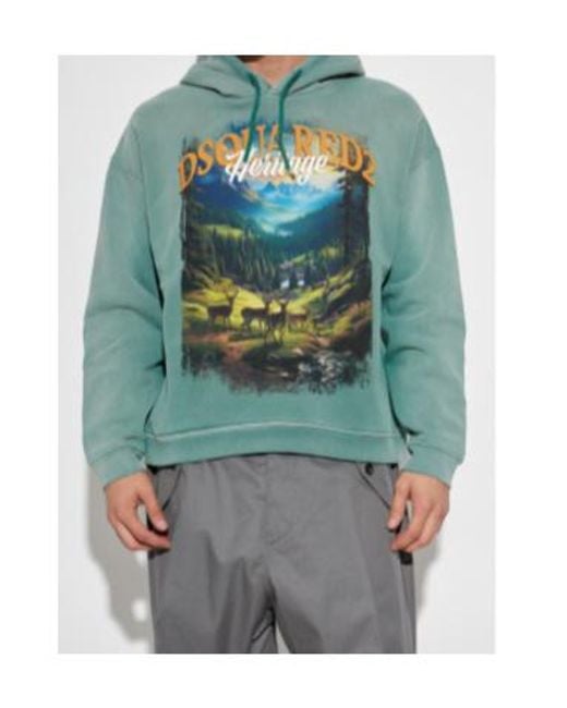 DSquared² Green Hoodies for men