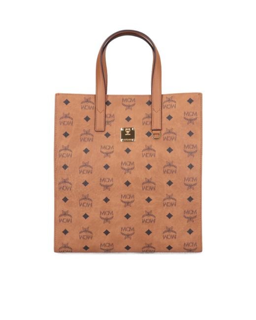 MCM Brown Aren Monogram Print Medium Tote Bag