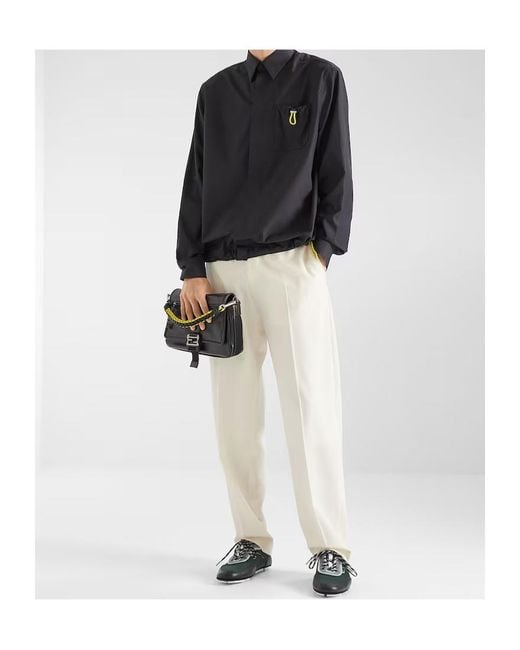 Fendi Black Flux Buckle Messenger Bag for men