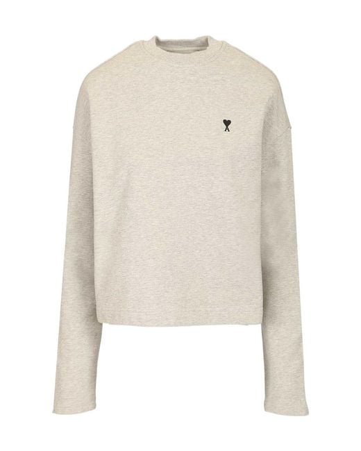 AMI White Embroidered-Logo T-Shirt