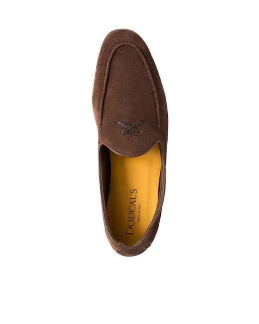 Doucal's Brown Braided-Lacing Loafers for men