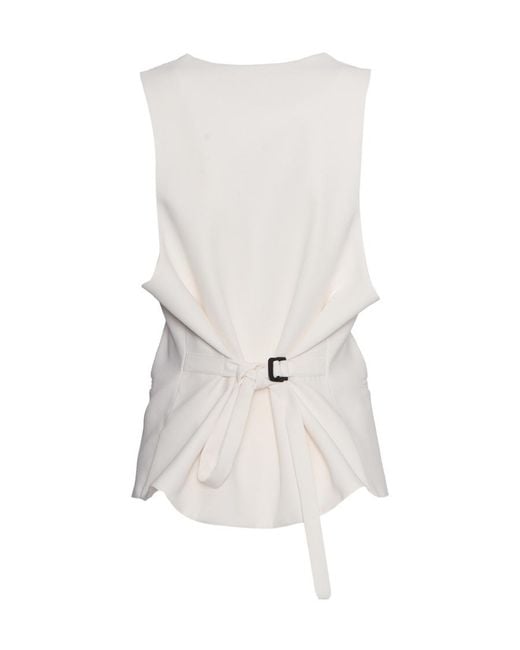P.A.R.O.S.H. White P.A.R.O..H. Rear Belted Buttoned Vest