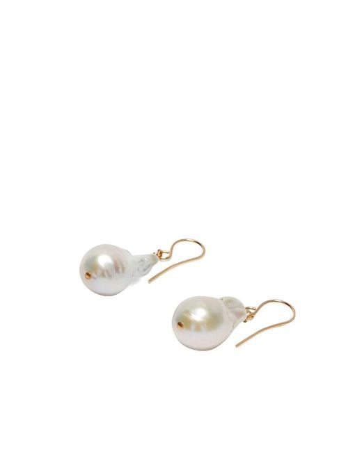 Jil Sander White Grainy Drop Earrings