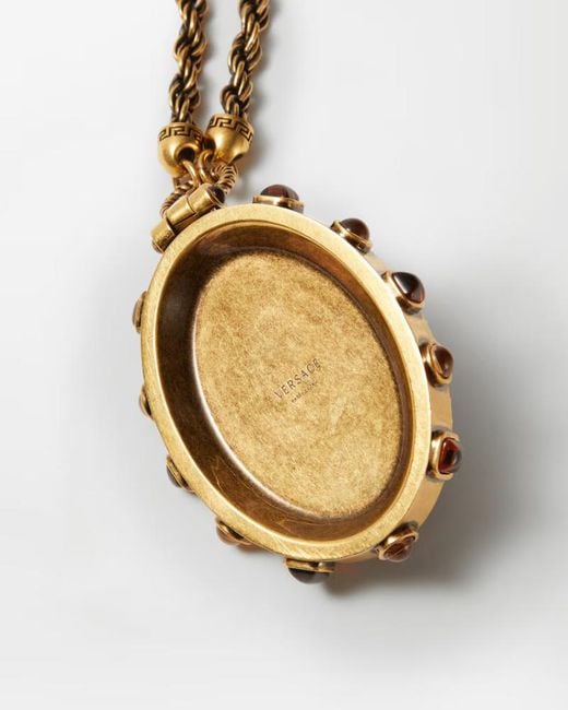 Versace White Oval Pendant Long Necklace for men
