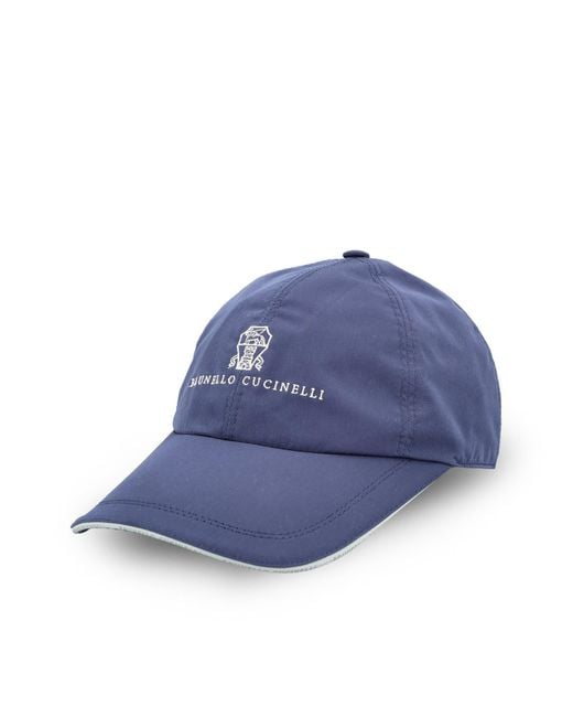 Brunello Cucinelli Blue Logo Visor Baseball Hat for men