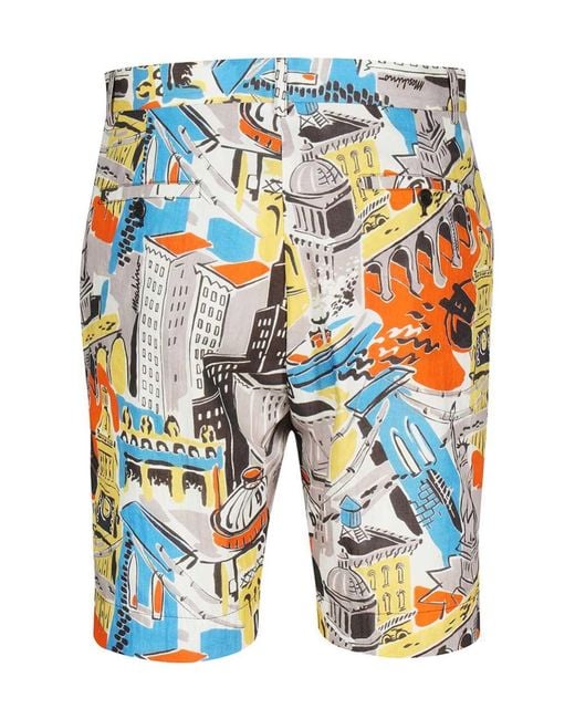 Moschino Blue Abstract Printed Shorts for men