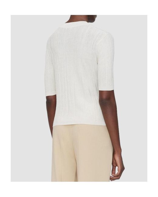 Joseph White V-Neck Short-Sleeve Cardigan
